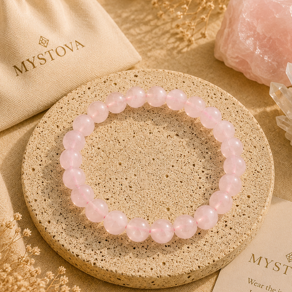 Mystova Rose Quartz Crystal Bracelet